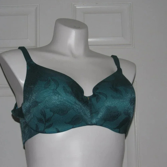 CACIQUE Green Padded Floral Overlay Underwire Bra Plus Size 40DD - Picture 1 of 5